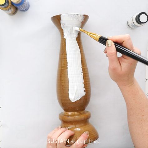 DIY MacKenzie Childs Inspired Painted Candlestick #decor #diy #paint #upcycle #upcycled#arts-and-crafts-ideas #upcycling-ideas #sustainmycrafthabit Mackenzie Childs Diy Tutorials How To Paint, Mckenzie Childs Diy, Diy Mackenzie Childs Ideas, How To Paint Mackenzie Childs Checks, Diy Painted Candle Holders, Mackenzie Childs Inspired Diy, Chalk Painted Candlesticks, Diy Mackenzie Childs, Candlestick Decor