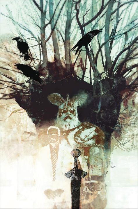 Neil Gaiman American Gods #2 (2017) Final Order Cut Off Variant Cover by Bill Sienkiewicz American Gods Neil Gaiman, American Gods Aesthetic, Neil Gaiman American Gods, Rat Queens, Bill Sienkiewicz, Gods Art, Frank Frazetta, American Gods, Bd Comics