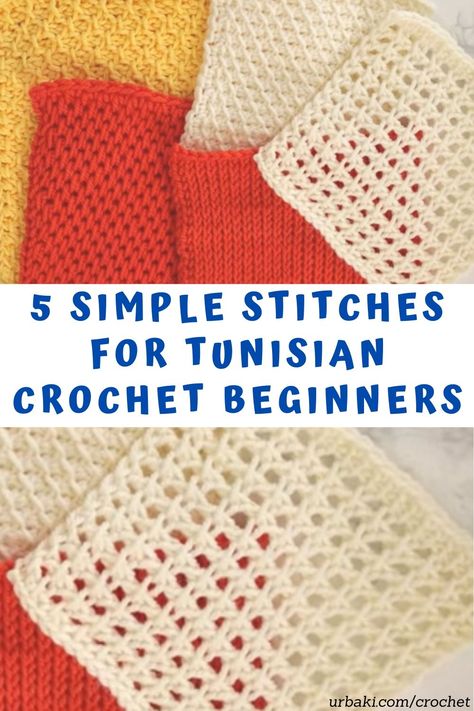 Tunisian Full Stitch, Tunisian Knit Stitch, Tunisian Crochet Free, Crochet Lovely, Crochet Beginners, Afghan Stitch, Mesh Stitch, Honeycomb Stitch, Patterns Simple