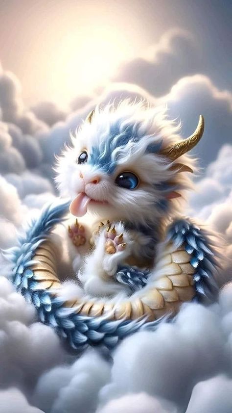 Dragon Images Beautiful, Dragon Profile Picture, Cute Fantasy Animals, Cute Dragon Art, Magical Creatures Fantasy, Mythical Garden, Fluffy Dragon, Cute Snakes, Cool Dragon Pictures