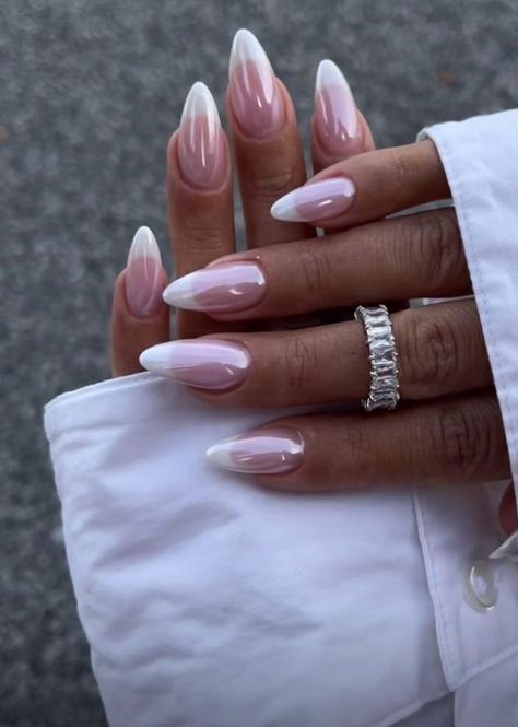 Explore 21 French Chrome Nails 2024 Trends for Ultimate Elegance Long Almond Acrylic Nails Chrome, French Chrome Nails, Acrylic Nails Nude, Pink Chrome Nails, Nagel Tips, Her Nails, Nagel Inspo, Nails 2024, 2024 Trends