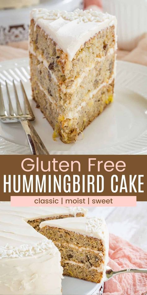 Homemade Gluten Free Cake Recipes, Gluten Free Pecan Cake, Keto Hummingbird Cake, Gluten Free Cake Recipes Almond Flour, Gluten Free Banana Cake Recipe, Gluten Free Dairy Free Cakes, Gluten Free Southern Food, Gluten Free Dairy Free Cake Recipes, Gluten Free Cake Flour Recipe