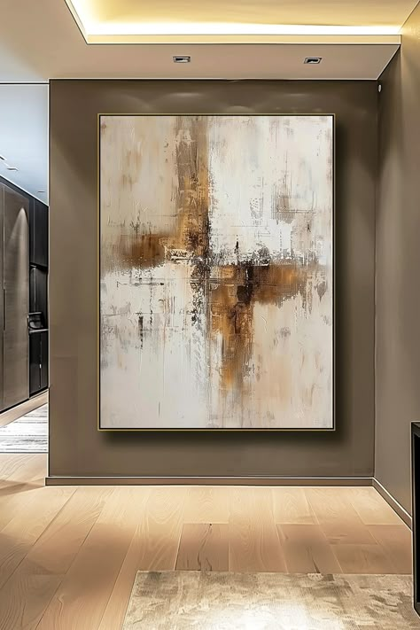 Original handmade neutral abstract painting with textured beige, brown, and gold tones on canvas, customizable sizes available Abstract Art Beige, Painting Design Ideas, Wabi Sabi Painting, Art Deco Paintings, Texture Canvas, Pottery Painting Designs, Art Panels, Paintings Ideas, Arabic Calligraphy Art