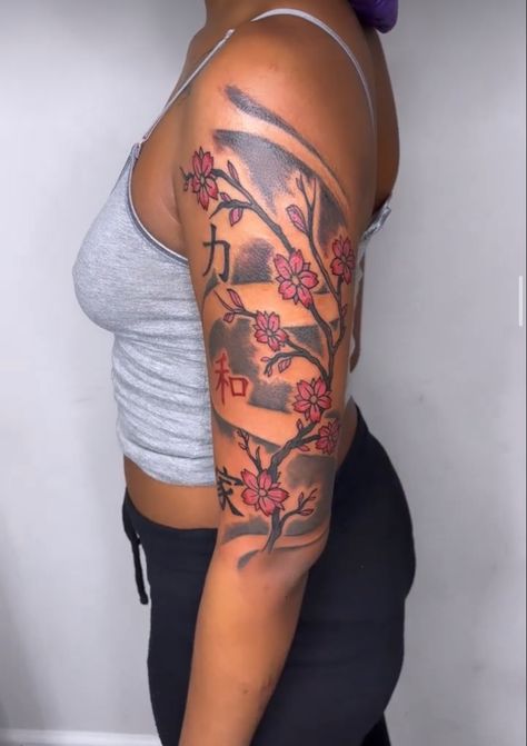 Fire Arm Tattoo Women, Real Is Rare Tattoo, Black And Red Tattoo Design, Red Sleeve Tattoo, Tattoos Inspos, Cute Shoulder Tattoos, Rare Tattoos, Tattoo Dragon, Girls With Sleeve Tattoos