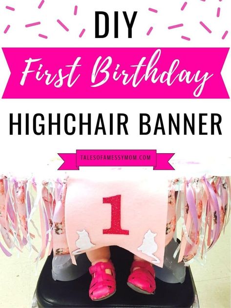 First birthday DIY highchair banner decorations for your baby girl. Use these highchair banner decor ideas at your baby's one year old birthday party. #firstbirthday #diy #highchairbanner #firstbirthdayparty #birthdaypartyideas #oneyearold How To Make High Chair Banner, Diy High Chair Banner, Diy High Chair, Onederful Party, High Chair Decorations, Diy Birthday Banner, Banner Shapes, Birthday Highchair, Banner Decor