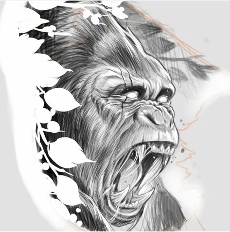 Jungle Tattoo, Gorilla Tattoo, Gorillas Art, Half Sleeve Tattoos Drawings, African Tattoo, Men Tattoos Arm Sleeve, Lion Tattoo Design, Muster Tattoos, Mythology Tattoos