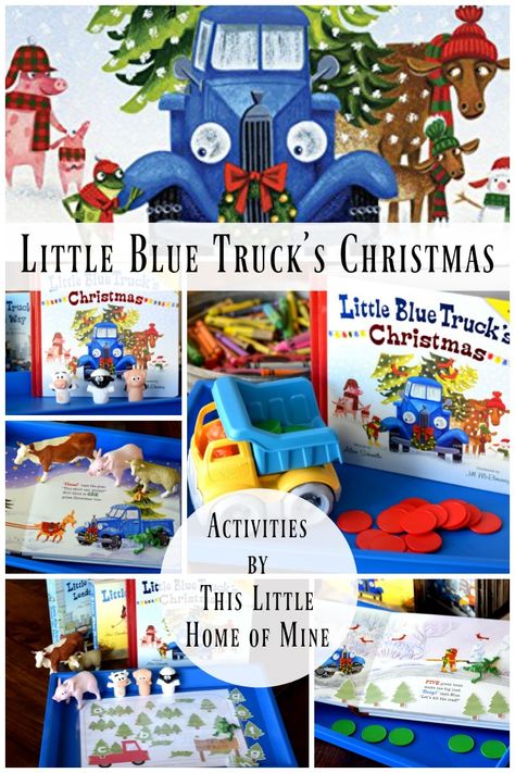 Little Blue Truck Christmas Craft, Preschool Bins, Little Blue Truck Activities, December Themes, Nicu Christmas, Christmas Learning Activities, Little Blue Truck, Speech Games, Christmas Learning