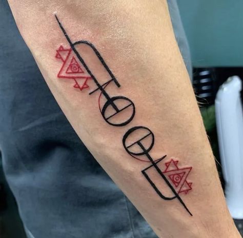 Tool Band Tattoo Idea #tool #toolband #metal #rock #dark #music #tattoo #art #tattooideas Tool Tattoo Band Art, Tool The Band Tattoos, Slayer Tattoo Band, Tool Band Tattoos, Tool Eye Tattoo, Metalhead Tattoo Ideas, Tool Tattoo Band, Nu Metal Tattoo, Tool Tattoo Ideas