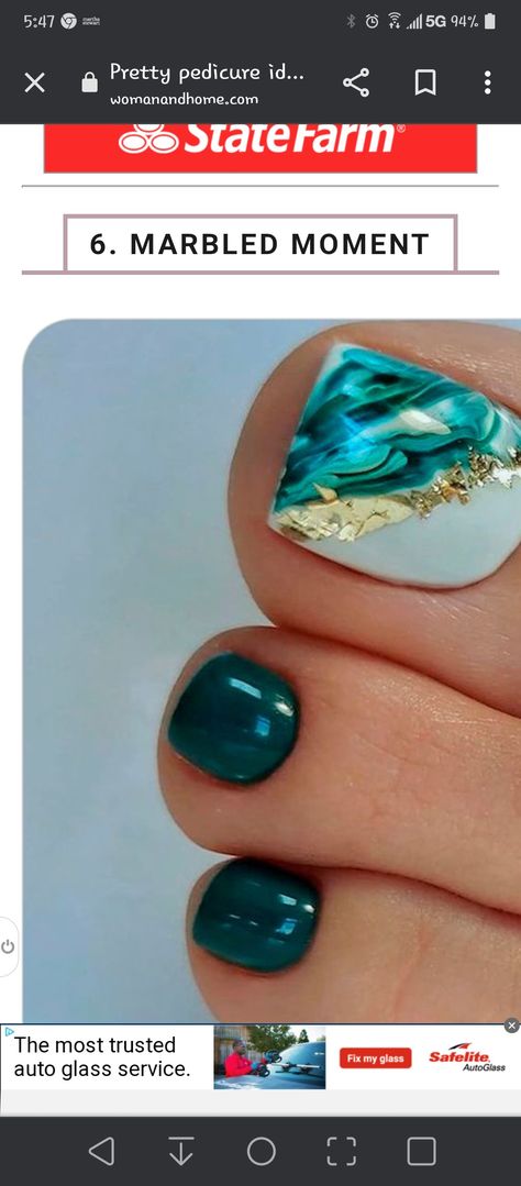 Turquoise Pedicure, Pretty Pedicures, Toenail Designs, Gel Toe Nails, Gel Toes, Sassy Nails, Paws And Claws, Nail Patterns, Toe Nail Designs