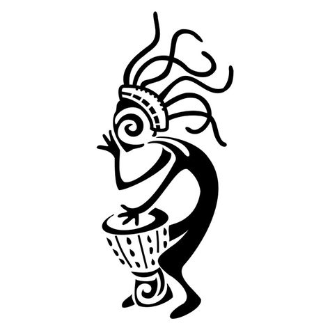 Kokopelli Kokopelli Tattoo, Kokopelli Art, Polynesian Tattoos, Didgeridoo, Native American Symbols, Geometric Tattoos, Hawaiian Tattoo, Afrikaanse Kunst, White Drawing