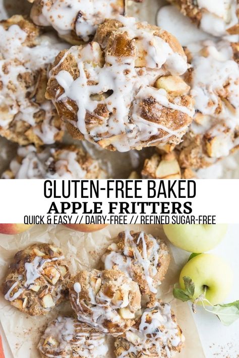 Apple Fritters Air Fryer, Gluten Free Apple Recipes, Baked Apple Fritters, Fall Eats, Gluten Free Apple, Baked Apple, Fritter Recipes, Apple Fritters, Gf Desserts