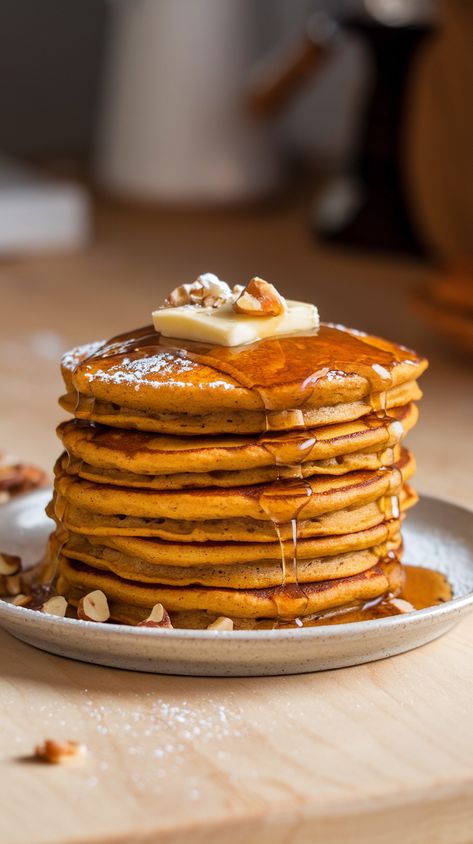 Pancake Recipe Easy Fluffy, Christmas Cheesecake Recipes, Pumpkin Pancakes Recipe, Pumpkin Pancakes Easy, Pumpkin Pancake, Spice Pancakes, Fun Holiday Food, Pumpkin Spice Pancakes, Snowball Cookie Recipe