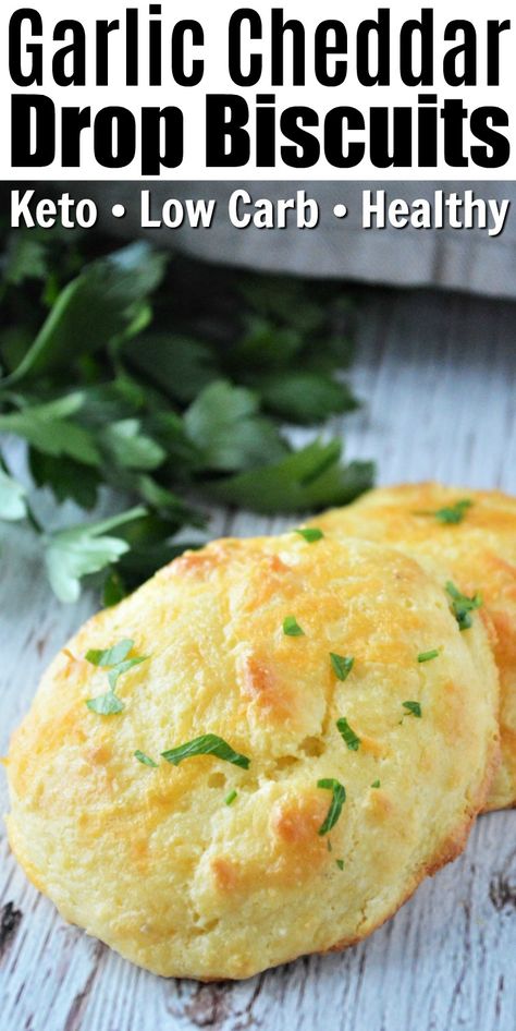 Garlic Drop Biscuits, Cheddar Drop Biscuits, Low Carb Side Dish, Low Carb Side, Garlic Cheddar, Low Carb Healthy, Healthy Low Carb Dinners, Low Carb Low Fat Recipes, Breakfast Low Carb