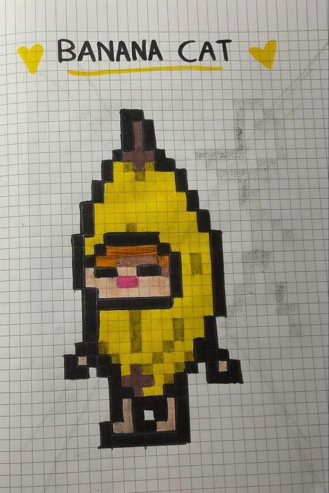 Pixel Art Chat, Funny Pixel Art, Banana Cat, La Banana, Cat Bead, Victor Hugo, Funny Meme, Hama Beads, Cat Memes