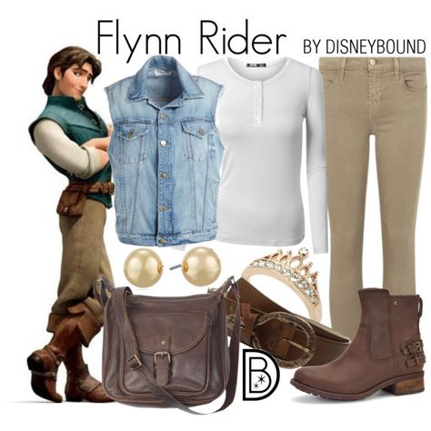 Disney Bound - Flynn Rider How to wear denim vest                              … Disney Themed Outfits, Disney Inspired Fashion, Flynn Rider, Character Inspired Outfits, Disney Bound Outfits, Disney Inspired Outfits, Fandom Fashion, Movies By Genre, Diy Costume