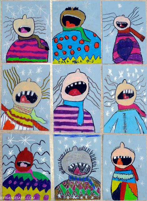 artisan des arts: Catching Snowflakes - grade 3 Catching Snowflakes, Winter Kunst, Third Grade Art, January Art, Winter Art Lesson, Snowflakes Art, 2nd Grade Art, Winter Art Projects, Art Projects For Adults