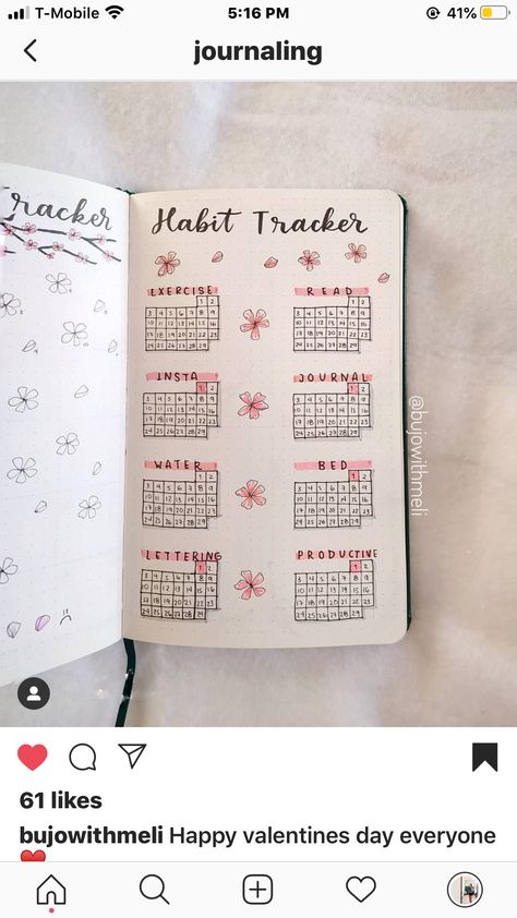 Mood Tracker, Habit Tracker, Bullet Journal Spread, Happy Valentines Day, Happy Valentine, Bullet Journal, Valentines