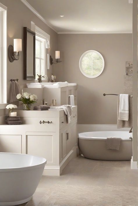 Indulge in the calming ambiance of SW 6090 Serenity with a daily glimpse into the 2024 Bathroom routine of a nomadic interior designer. Discover tranquility retreat secrets! #Ad #homedecor #homedesign #bathroom #Painthome interiorarchitecture best Wall Colors for Bathroom Colors Bright Room Colors best colors combinations bathroom bathroom Remodeling Modern Paint Colors 2024 Farmhouse Bathroom Paint Colors Wall, Bathroom Wall Colors 2024, Wall Colors Bathroom, Small Bathroom Colour Schemes, Best Color For Bathroom, Nomadic Interior, Bathroom Wall Paint Colors, Sherwin Williams Bathroom Colors, Bathroom Paint Inspiration