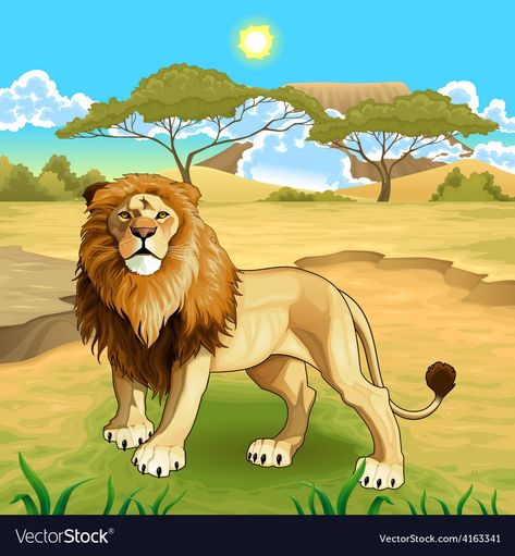 Disney Mural, Lion Clipart, Landscape Clipart, African Landscape, Mural Art Design, Lion Drawing, Colored Pencil Artwork, Lion Images, God Illustrations