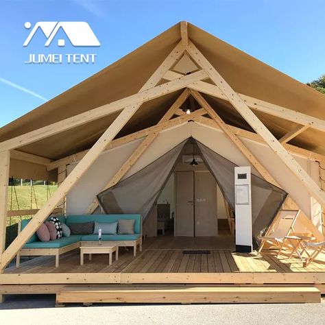 Wall Tent Interior, Luxury Safari Tent, Glamping Luxury, Wood Tent, Bell Tent Glamping, Triangle Structure, Yurt Home, Indoor Tents, Bushcraft Shelter