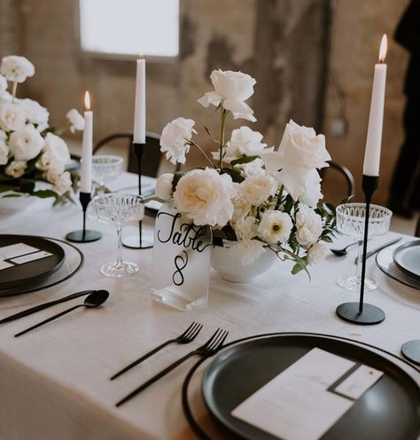 Mordern Black and White Wedding Compote Centerpieces Black And White Centerpieces, White Wedding Flowers Centerpieces, Compote Centerpiece, Black Wedding Flowers, White Centerpieces, Black And White Wedding, Future Wedding Plans, White Wedding Flowers, Flower Centerpieces Wedding