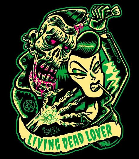 Sol Rac on Instagram: “#livingdead #deadman #zombie #psychobillysolrac #solracpsychobilly #SolRac #solracartwork #solracartist #solracart #solracmonster…” Rockabilly Art, Horror Punk, Rockabilly Girl, Creepy Horror, Psychobilly, Living Dead, Dead Man, Art Background, Frankenstein