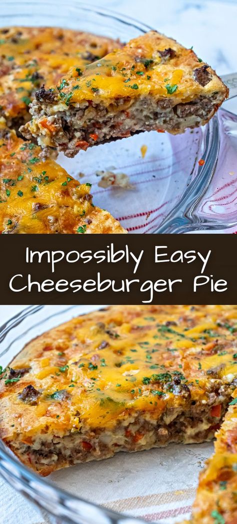 Easy Cheeseburger Pie, Impossibly Easy Cheeseburger Pie, Cheeseburger Pie, Bisquick Recipes, Beef Casserole Recipes, Hamburger Recipes, Ground Beef Recipes Easy, Beef Recipes Easy, Baking Mix