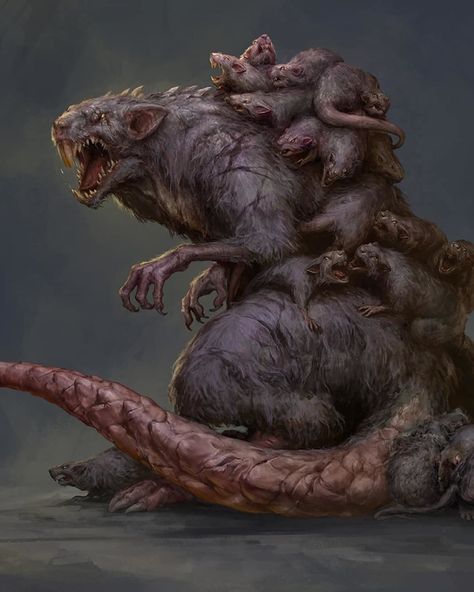 Rat Concept Art, Rat Monster, Sunless Citadel, Horror Character Design, Cartoon Garden, Warhammer Fantasy Roleplay, Apocalyptic World, Curse Of Strahd, Doodle Characters