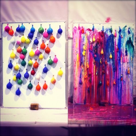 painting with balloons and darts | Recent Photos The Commons Getty Collection Galleries World Map App ... Balloon Painting, Canvas Projects, Art Party, Paint Party, Summer Crafts, Diy Canvas, Art Diy, Diy Art, Fun Crafts