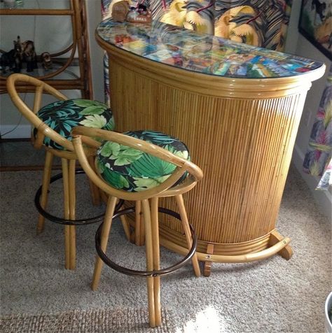 Amazing Bar with Frederick Weinberg Stools | Hepcats Haven Colored Plexiglass, Tropical Furniture, Bamboo Bar, Tiki Lounge, Tropical Sun, Art Deco Bar, Rest Area, The Door Is Open, Faux Marble