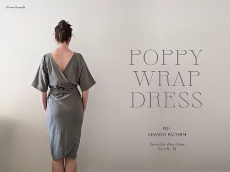 Reversible Wrap Dress PDF Sewing Pattern - Midi Dress, Kimono Dress, Beginner Friendly, Plus Size, A0, US Letter, A4 Reversible Wrap Dress, Linen Wrap Dress Pattern, Linen Wrap Dress Sewing Pattern, Easy Wrap Dress Pattern, Wrap Dress Pattern Sewing, Wrap Dress Pattern Free, Diy Wrap Dress, Linen Dress Pattern, Wrap Dress Sewing Patterns