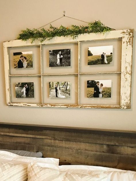 6 Panel Window Ideas Decor, Window Pane Picture Frame Wall Decor, Glass Window Frame Ideas, Ideas For Old Windows Home Decor, Old Windows Picture Frames, Giant Frame Ideas, Old Window Decoration, Window Frame Picture Ideas, Old Windows With Pictures