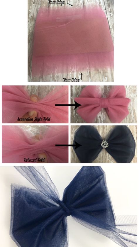 Matte Tulle Crafts, How To Tie Tulle Bows, Large Tulle Bow Diy, How To Make A Bow With Tulle, Tulle Bows For Gifts, Tulle Bows Diy, Diy Tulle Bow, Tulle Decorations, Tulle Hair Bows