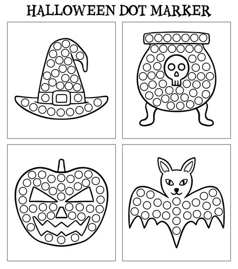 Halloween Dot Marker Printables Do A Dot Halloween Printables Free, Halloween Dot Marker Printables, Halloween Q Tip Painting, Dot Art Halloween, Pumpkin Q Tip Painting Printable, Printable Dot Marker Sheets, Free Dot Art Printables For Kids, Manualidades Halloween Infantil, Halloween Dot Painting