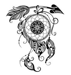 Indian Dream catcher Royalty Free Vector Image Atrapasueños Tattoo, Dream Catcher Coloring Pages, Dreamcatcher Drawing, Dream Catcher Vector, Dream Catcher Drawing, Indian Dream Catcher, Dream Catcher Mandala, Dream Catcher Tattoo Design, Dream Catcher Art