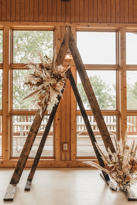 Triangle Wood Wedding Arch, Diamond Shaped Wedding Arch, Boho Triangle Arbor, Boho Double Triangle Wedding Arch, Wooden Triangle Arch Wedding, Boho Wedding Triangle Arch, Triangle Alter Flowers, Pointed Wedding Arch, Double Triangle Arch