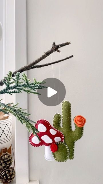 Gisele • Baby Mobiles & Decor on Instagram: "Cacti & Mushroom ornament 🍄🌵" Baby Mobiles, June 15, Baby Mobile, Cactus, Stuffed Mushrooms, On Instagram, Instagram