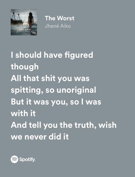 The Worst Jhene Aiko Lyrics, Jhene Aiko Lyrics Captions, Jhene Aiko Aesthetic Lyrics, Jhene Aiko The Worst, Jhene Aiko Lyrics, Song Qoutes, Songs Quotes, Jhené Aiko, One Word Instagram Captions