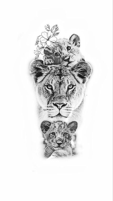 Lioness And Cub Tattoo, Dad Daughter Tattoo, Cubs Tattoo, Lioness Tattoo, Lion Tattoo Sleeves, Half Sleeve Tattoos Drawings, Wolf Tattoo Sleeve, Animal Tattoo Ideas, Family Tattoo Designs