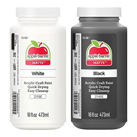 Apple Barrel PROMOABWB Set Featuring 2 White Black Acrylic Paint Colors, 16 Fl Oz (Pack of 2), Multi 2 Acrylic Paint Colors, Apple Bars, Acrylic Paint Brushes, Apple Barrel, Colorful Paintings Acrylic, Black Acrylic Paint, Acrylic Craft Paint, Acrylic Paint Set, White Acrylic Paint