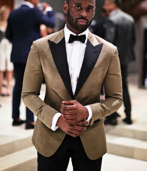 Black and gold tuxs Brown Tux, White Tuxedo Wedding, Black Tuxedo Wedding, Wedding Guest Men, Wedding Tux, Prom Tuxedo, White Jeans Men, Suit Tie, Groom And Groomsmen Attire