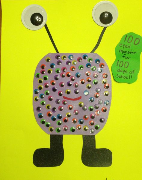 100 eyed monster for 100 days of school... By my daughter Grace! 100 Eyes Monster 100th Day, Googly Eye Crafts, 100th Day Of School Crafts, 100 Day Of School Project, Unique Diy Gifts, School Project, 100 Days Of School, 100th Day, 100 Days