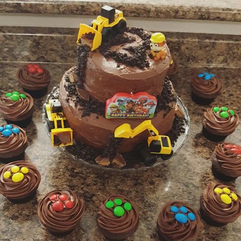 Paw patrol construction rubble cake Baby Boy Cake Ideas, Rubble Paw Patrol Cake, Boy Cake Ideas, Paw Patrol Birthday Cake, Boy Cake, Torte Cupcake, 3rd Birthday Cakes, Paw Patrol Cake, Paw Patrol Birthday Party