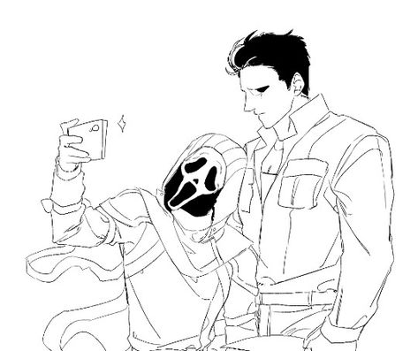 Michael Myers X Ghostface Ship, Ghostface Dbd Fanart, Ghost Face X Michael Myers, Michael Myers And Ghostface, Michael Myers And Jason, Ghostface Scream, Scary Movie Characters, Horror Villains, Big Scary