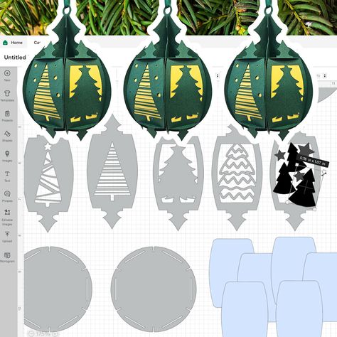 Paper Ornaments Cricut, 3d Cricut Projects Free Christmas, Cricut Christmas Centerpieces, Cricut Centerpiece Ideas, Free Lantern Svg, Free Svg Files For Cricut Christmas Ornaments, 3d Cricut Projects Free, Diy Christmas Ornaments Cricut, Free Christmas Svg Files For Cricut