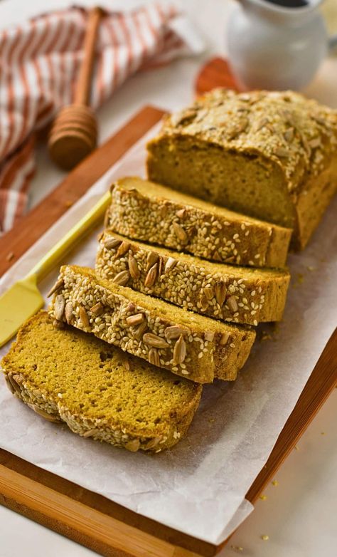 Millet Bread (No Yeast, No Gluten, No Eggs, 10 Min Prep) - The Conscious Plant Kitchen Millet Bread Recipe Gluten Free, Millet Flour Muffins, Millet Cake, Bread For Sandwiches, Millet Bread, Conscious Plant Kitchen, Bread No Yeast, Tea Time Cakes, Yeast Free Breads