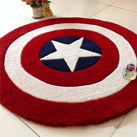 Make Any Room Heroic with the Captain America Shield Rug Avengers Bedroom, Marvel Bedroom, Captain America Star, Marvel Room, Superhero Bedroom, Bedroom Mats, Superhero Room, Captain America Shield, Big Boy Room