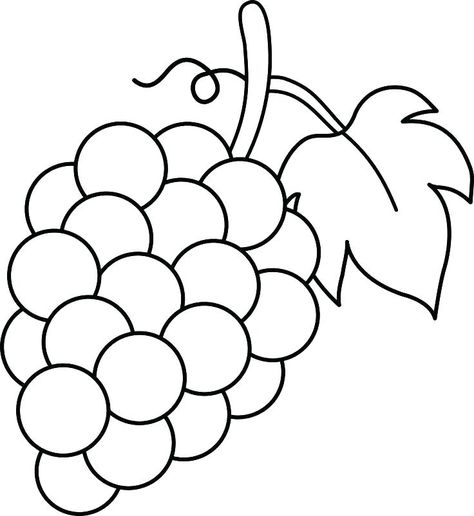 Grapes Coloring Pages - Best Coloring Pages For Kids Grapes Coloring Page, Grapes Drawing For Kids, Grapes Drawing, Grape Drawing, First Communion Banner, Fruit Clipart, Fruit Coloring Pages, Outline Images, Grape Color