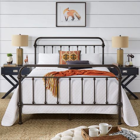 Buy Beds Online at Overstock | Our Best Bedroom Furniture Deals Black Iron Beds, Iron Metal Bed, Black Metal Bed Frame, Antique Iron Beds, Dekorere Bad, Black Metal Bed, Iron Bed Frame, Victorian Bedroom, Classic Bed