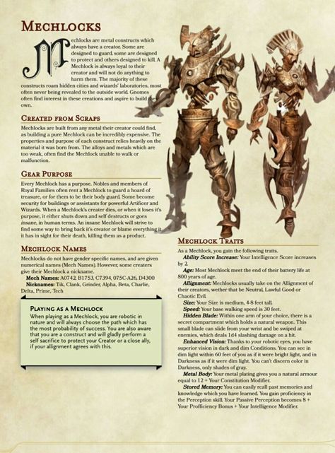 Mechanus Dnd, Dnd 5e Races, Homebrew Races, 5e Monsters, Dnd Dm, Dungeons And Dragons Races, D D Races, Dnd Stats, Dragons 5e